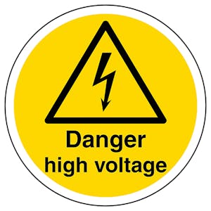 Danger High Voltage Circular Labels On A Roll