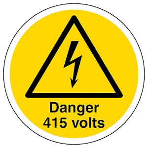 Danger 415 Volts Circular Labels On A Roll