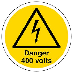 Danger 400 Volts Circular Labels On A Roll