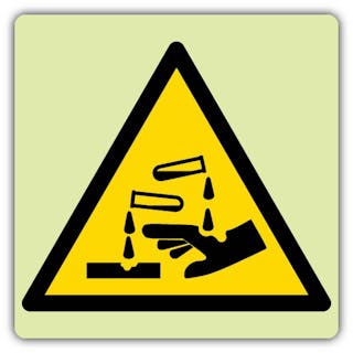 Photoluminescent Warning Corrosive Symbol