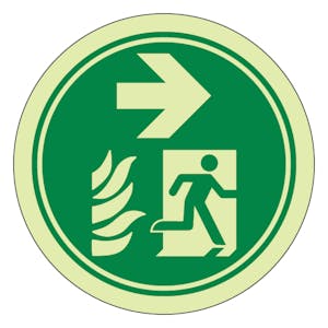 GITD Path Marker - Fire Exit Running Man - Arrow Right