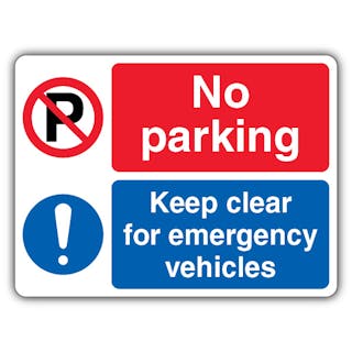 No Parking/Emergency Vehicles - Dual Symbol - Landscape