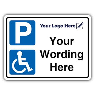 Dual Symbol Parking & Disabled Parking Large Landscape - Your Logo Here