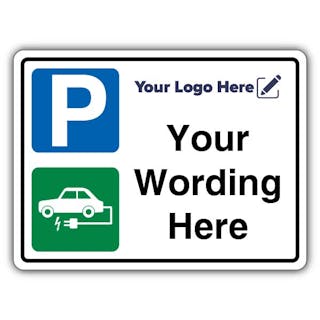 Dual Symbol Parking & EV Charging Large Landscape - Your Logo Here