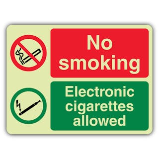 Photoluminescent No Smoking Electronic Cigarettes Allowed