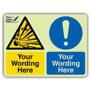 Dual Icon - Falling Objects - Wear Head Protection - Landscape - Your Logo Here