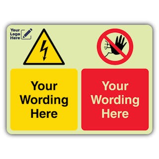 Dual Icon - Electric Shock / No Entry - Landscape - Your Logo Here
