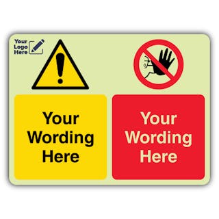 Dual Icon - Warning / No Unauthorised Entry - Landscape - Your Logo Here