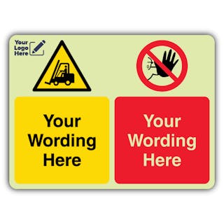 Dual Icon - Warning Industrial Vehicles / No Unauthorised Entry - Landscape - Your Logo Here