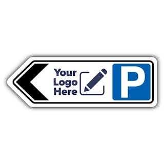Parking Icon Landscape Shaped Sign Arrow Left - Your Logo Here