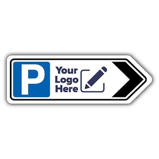 Parking Icon Landscape Shaped Sign Arrow Right - Your Logo Here