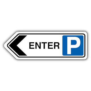 Enter - Chevron/Mandatory Parking - Arrow Left