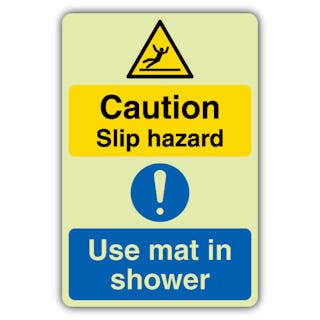 Photoluminescent Caution Slip Hazard - Use Mat