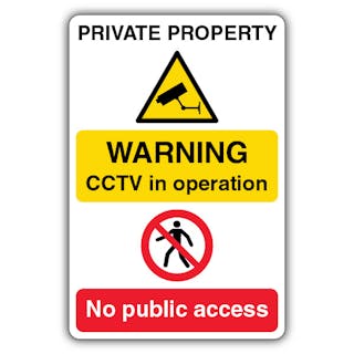Private Property Warning CCTV In Operation No Public Access