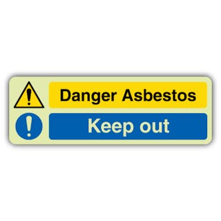 Photoluminescent Danger Asbestos - Keep Out - Landscape