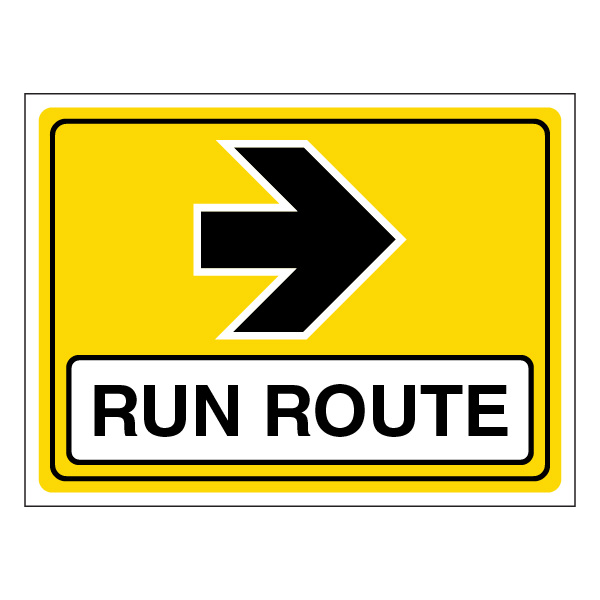 Run This Way Sign Run Route Arrow Right Correx Event Signage UK | Branded Events