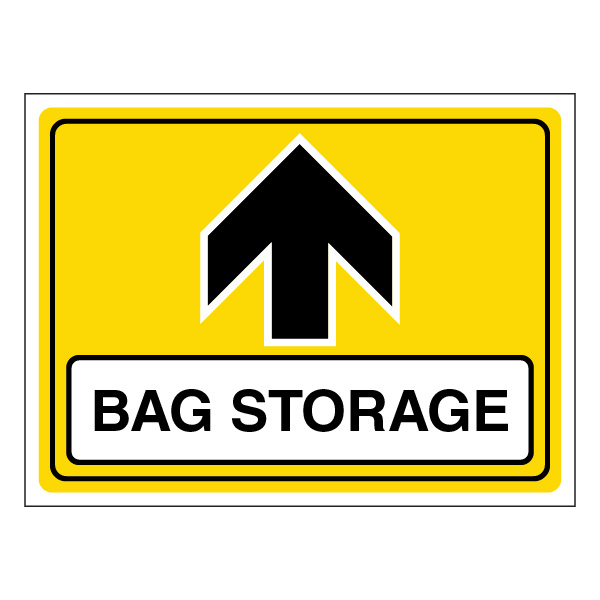Bag Stacking Sign Bag Storage Arrow Up Correx Event Signage UK | Branded Event