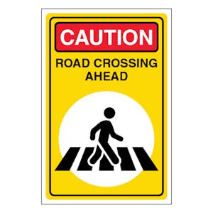 Caution Road Crossing Ahead - Portrait