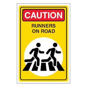 Caution Runners On Road - Portrait
