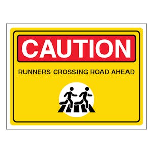 Caution Runners Crossing Road Ahead - Landscape