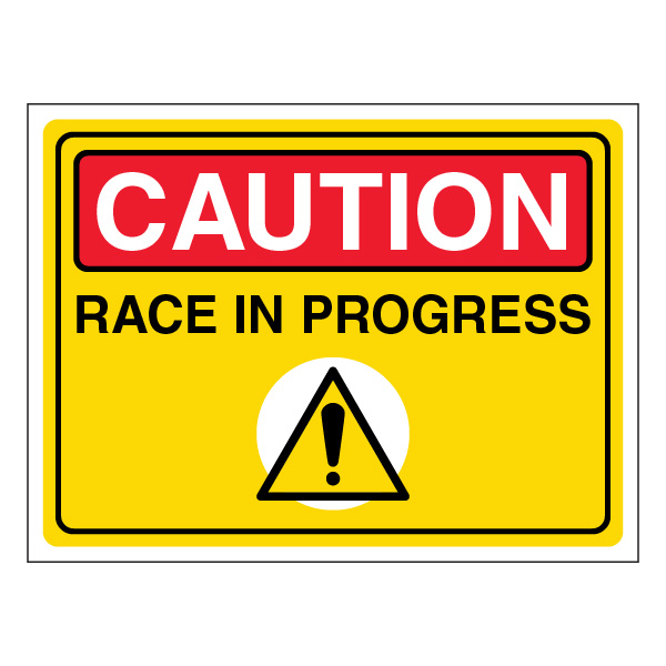 Caution Race In Progress Correx Event Signage UK | Branded Event