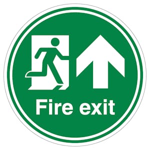 Fire Exit Arrow Up - Circle - Anti-Slip Floor Sign