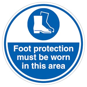 Foot Protection Must Be Worn In This Area - Anti-Slip Floor Sign