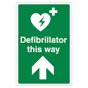 Defibrillator This Way Arrow Up - Anti-Slip Floor Sign