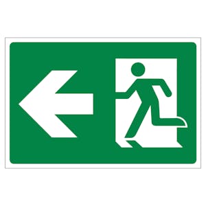 Fire Exit Arrow Left -  Landscape - Anti-Slip Floor Sign