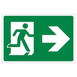 Fire Exit Arrow Right - Landscape - Anti-Slip Floor Sign