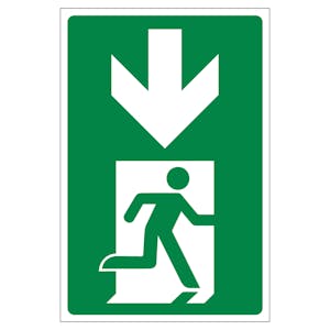 Fire Exit Arrow Down - Portrait - Anti-Slip Floor Sign