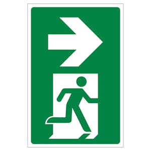 Fire Exit Arrow Right - Portrait - Anti-Slip Floor Sign