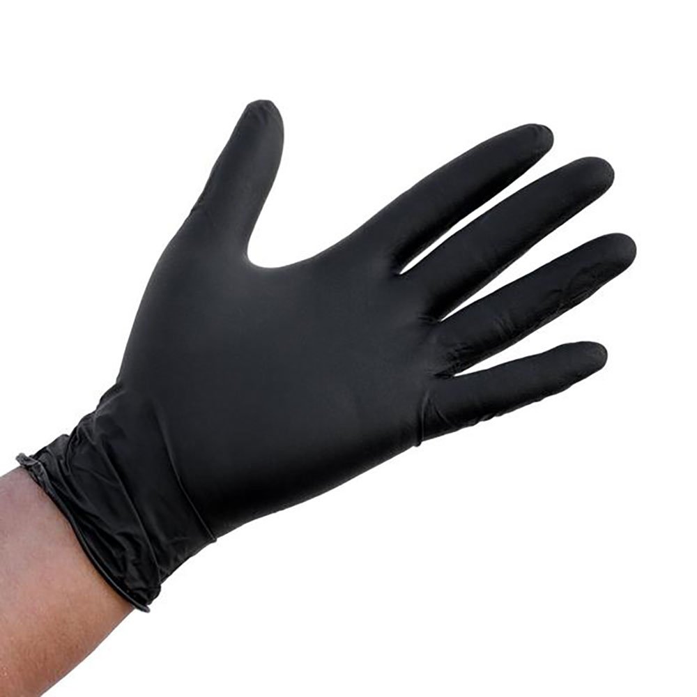 Black rubber shop gloves