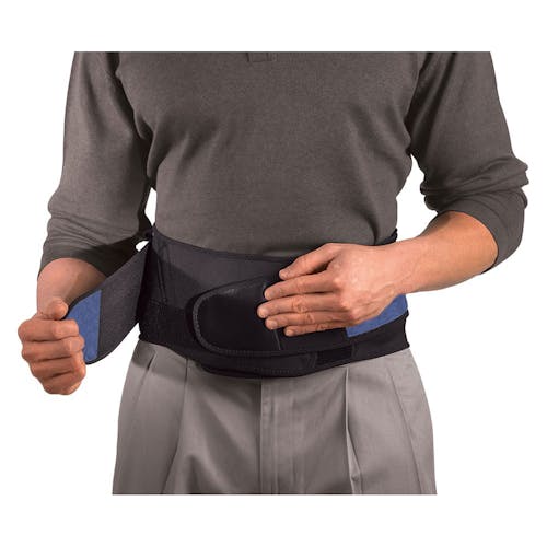 Mueller 64179 Adjustable Back Brace with Removable Pad Fits Waist Size  Regular(28 - 50 waist), Black