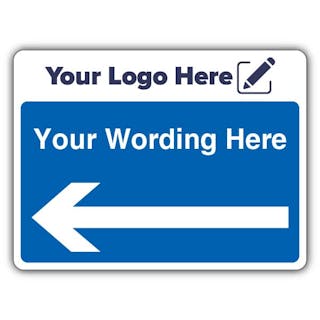 Blue Custom Wording Arrow Left Large Landscape - Your Logo Here