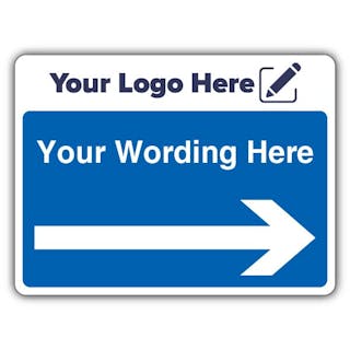 Blue Custom Wording Arrow Right Large Landscape - Your Logo Here