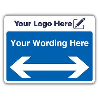 Blue Custom Wording Arrow Left/Right Large Landscape - Your Logo Here