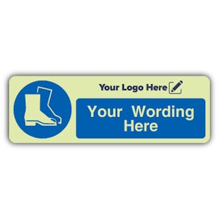Mandatory Protective Footwear - Narrow Landscape - Your Logo Here