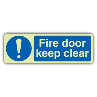 Photoluminescent Fire Door Keep Clear - Landscape