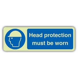 Photoluminescent Head Protection Must Be Worn - Landscape