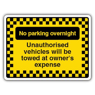 No Parking Overnight Unauthorised Vehicles Will Be Towed - Border