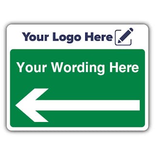 Green Custom Wording Arrow Left Large Landscape - Your Logo Here