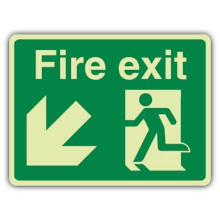 Photoluminescent Fire Exit - Man Running Left - Down Left