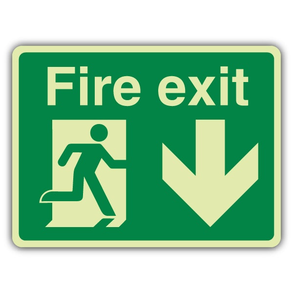 Cartello Uscita Di Sicurezza "Fire Exit" Con Frecce - Adesivo 450x150 Mm Per Ufficio E Locali Pubblici