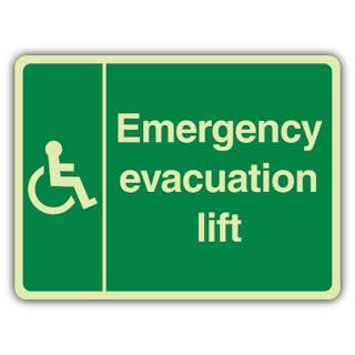 Photoluminescent Emergency Evacuation Lift - Wheelchair Right - Landscape