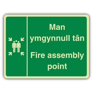 Photoluminescent Welsh/English - Fire Assembly Point - Landscape