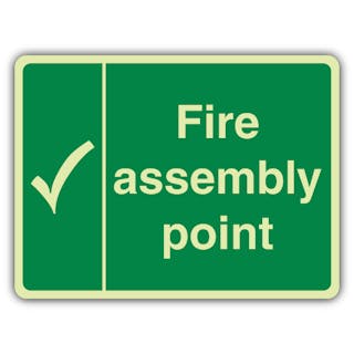 Photoluminescent Fire Assembly Point With Tick - Landscape