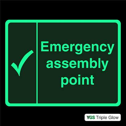 Photoluminescent Emergency Assembly Point - Large Landscape Sign ...