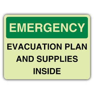 Photoluminescent Emergency - Evacuation Plan And Supplies Inside