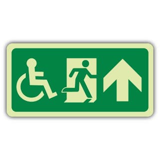 Photoluminescent Wheelchair Emergency Exit Right - Arrow Up - EC Directive